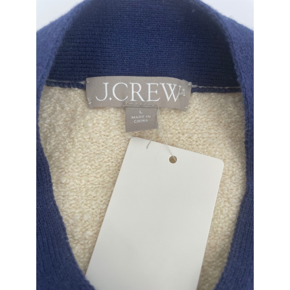 J.Crew Cardigan Sweater Large Beige Excellent Gold Crest Buttons Boucle Trim - Picture 7 of 8